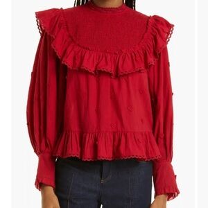 Farm Rio Heart Appliqué Cotton‎ Blouse